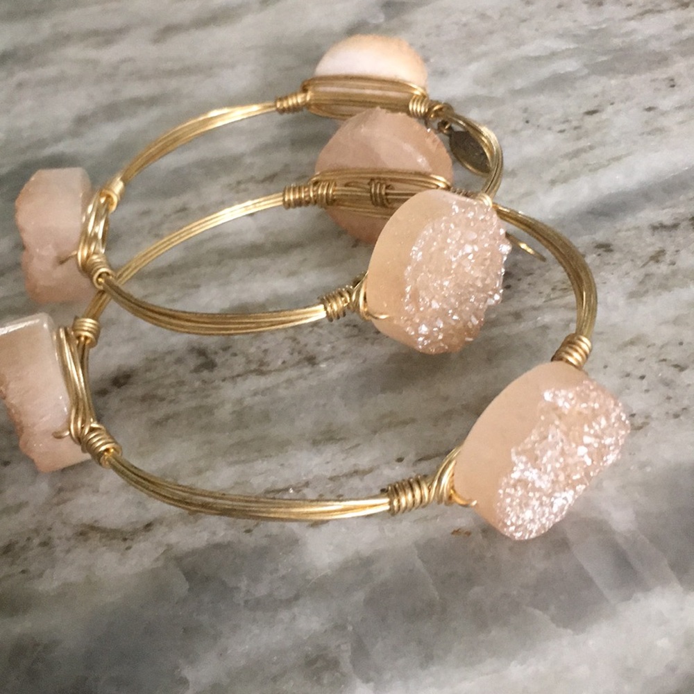 Bourbon and Boweties Large Circular Peach Druzy